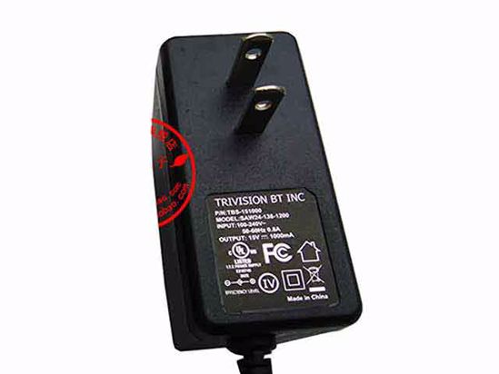 Other Brands TRIVISION AC Adapter NEW Original SAW24-138-1200, 15V 1A, 4.8/1.7mm, US 2-P