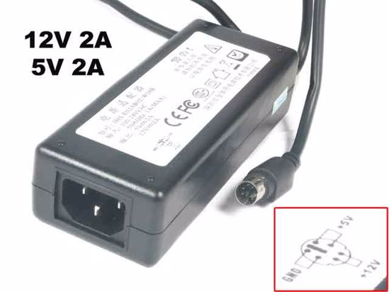 ACP OEM Power AC Adapter Compatible JHS-E02AB02-W08B, 12V 2A, /5V 2A, 6-Pin Din, C14,