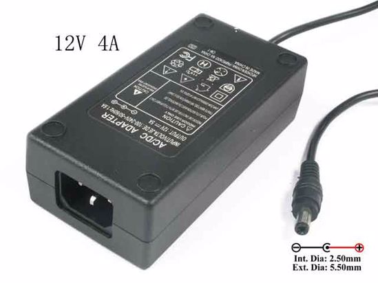 ACP OEM Power AC Adapter Compatible ODL-1250, 12V 4A 5.5/2.5mm, C14, New