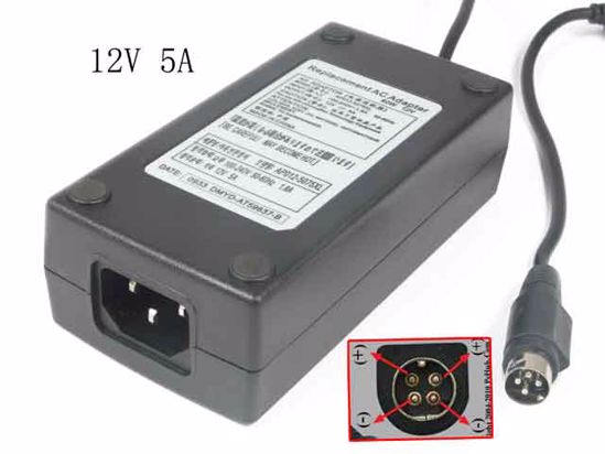 ACP OEM Power AC Adapter Compatible AP012-5075XL, 12V 5A, 4-Pin, P1 4=