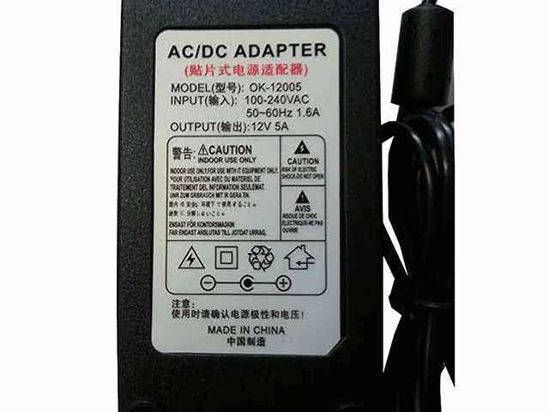 ACP OEM Power AC Adapter Compatible SS-60W-12V, 12V 5A 5.5/2.5mm, C14, New