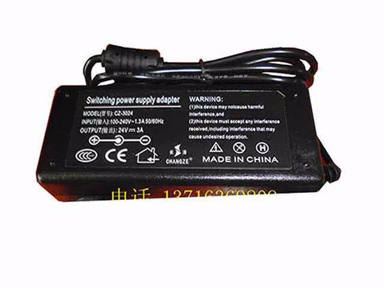 ACP OEM Power AC Adapter Compatible CZ-3024, 24V 3A 5.5/2.5mm, 2-Prong, New