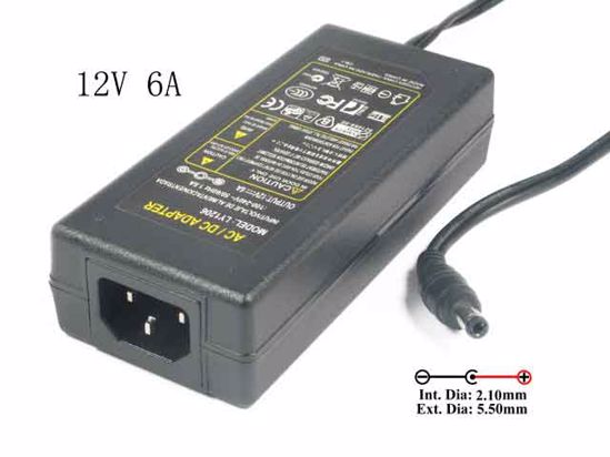 ACP OEM Power AC Adapter Compatible LY1206, 12V 6A 5.5/2.1mm, C14, New