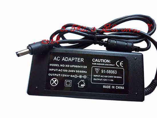 ACP OEM Power AC Adapter Compatible XD UP06041120, 12V 6A 5.5/2.5mm, 2-Prong, New