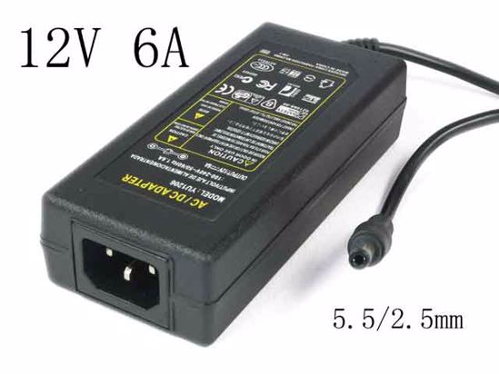 ACP OEM Power AC Adapter Compatible YU1206, 12V 6A 5.5/2.5mm, C14, New