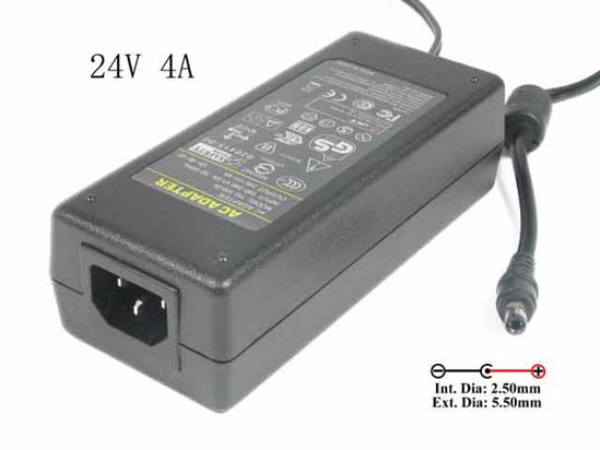 ACP OEM Power AC Adapter Compatible YU2404, 24V 4A 5.5/2.5mm, C14, New