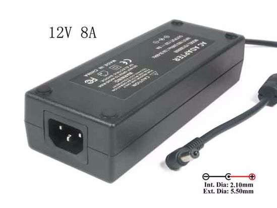 ACP OEM Power AC Adapter Compatible ZF120A-1208000, 12V 8A 5.5/2.1mm, C14, New