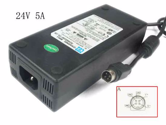 ACP OEM Power AC Adapter Compatible PAC-120M 120W, 24V 5A, 4-Pin P3 4=V