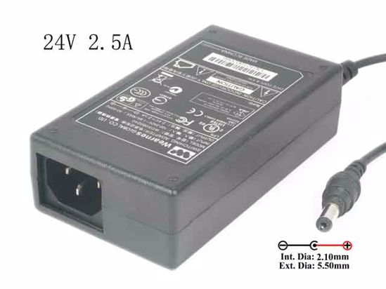 Wearnes WDS060240 AC Adapter Compatible 24V 2.5A, 5.5/2.1mm, C14, New