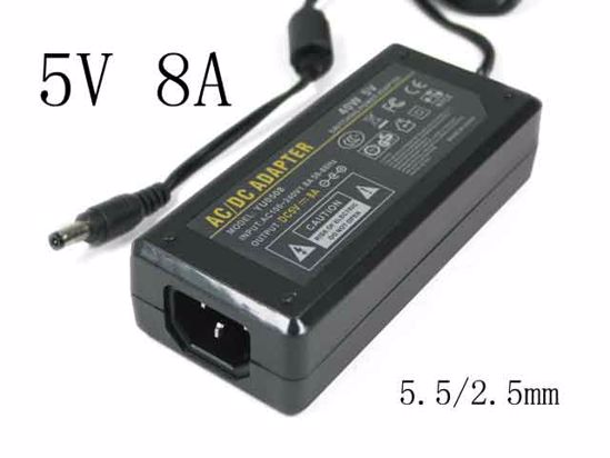 ACP OEM Power AC Adapter Compatible YU-0508, 5V 8A 5.5/2.5mm, Nrew