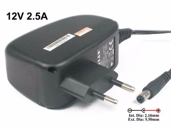 NETGEAR P030WE120B AC Adapter NEW Original 12V 2.5A, Barrel 5.5/2.1mm, EU 2-Pin Plug