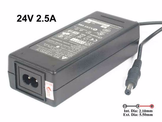 Delta Electronics EADP-60FB AC Adapter- Laptop 24V 2.5A, Barrel 5.5/2.1mm, 2-Prong