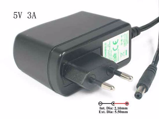 D-Link AC to DC (D-Link) AC Adapter NEW Original 5V 3A, Barrel 5.5/2.1mm, EU 2-Pin Plug