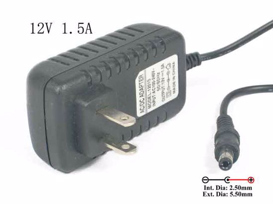 ACP OEM Power AC Adapter Compatible 12V 1.5A, Barrel 5.5/2.5mm, US 2-Pin Plug