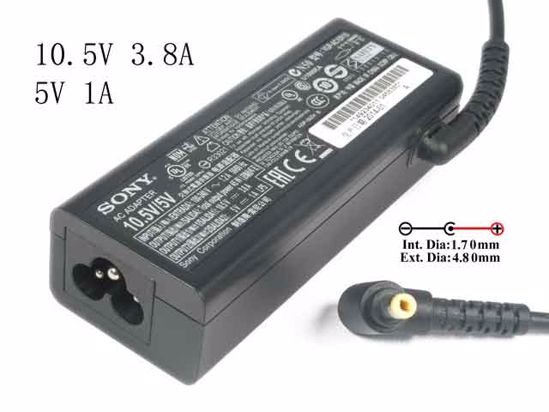 Sony Vaio SVD13 Series/Duo 13 AC Adapter- Laptop 10.5V/3.8A, 5V/1A, 4.8/1.7mm, 3 Prong