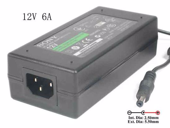 ACP OEM Power AC Adapter Compatible 12V 6A, Barrel 5.5/2.5mm, IEC C14