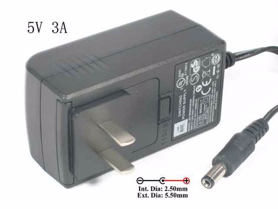 Altec Lancing S018EM0500300 AC Adapter NEW Original 5V 3A, Barrel 5.5/2.1mm, US 2-Pin Pl