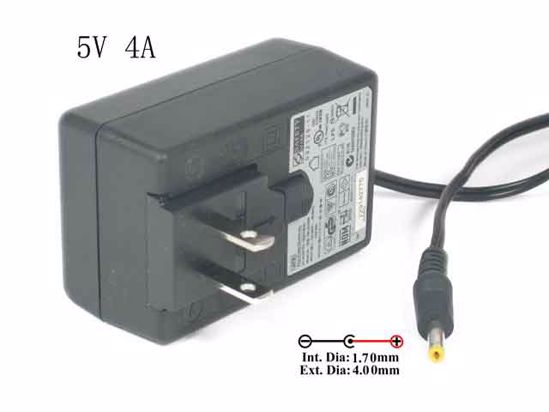 APD / Asian Power Devices WA-20A05R AC Adapter NEW Original 5V 4A, 4.0/1.7mm, US-2-Pin P