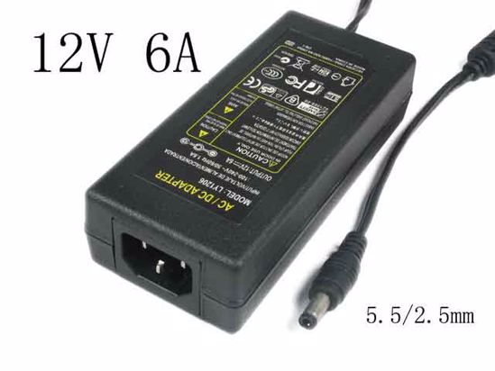 ACP OEM Power AC Adapter Compatible LY1206, 12V 6A, 5.5/2.5mm, C14, New