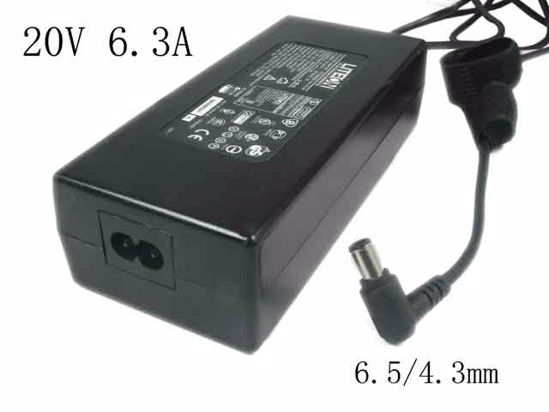 LITE-ON PA-1121-02 AC Adapter- Laptop 20V 6.3A, 6.5/4.3mm With Pin, 2-Prong, New