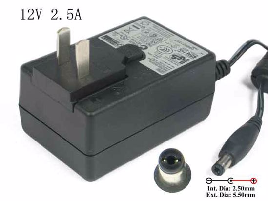 APD / Asian Power Devices WA-30B12 AC Adapter NEW Original 12V 2.5A, Barrel 5.5/2.5mm, U