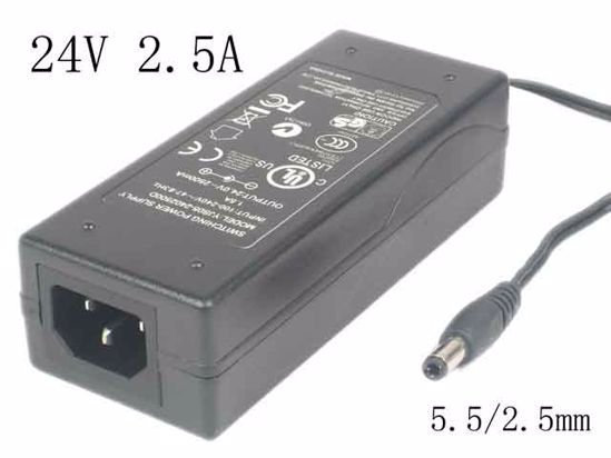 Other Brands SWITCHING POWER SUPPLY AC Adapter 20V Above YJS05-2402500D, 24V 2.5A, Bar