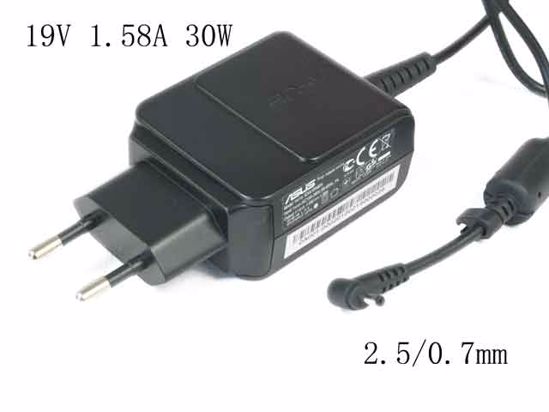 ASUS Eee PC 1015B AC Adapter 13V-19V 19V 1.58A 30W Barrel 2.5/0.7mm, EU 2-Pin Plug,