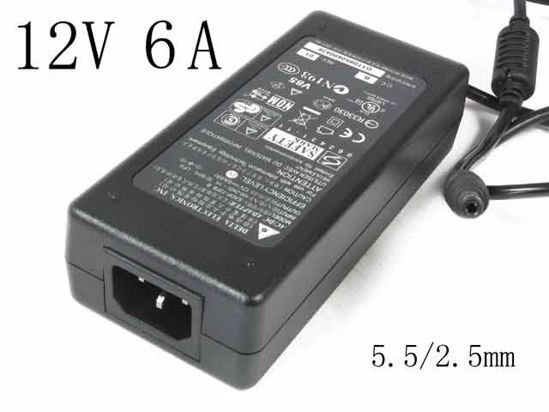 Delta Electronics EADP-72FB AC Adapter 5V- USB 12V 6A, 5.5/2.5mm, C14, New