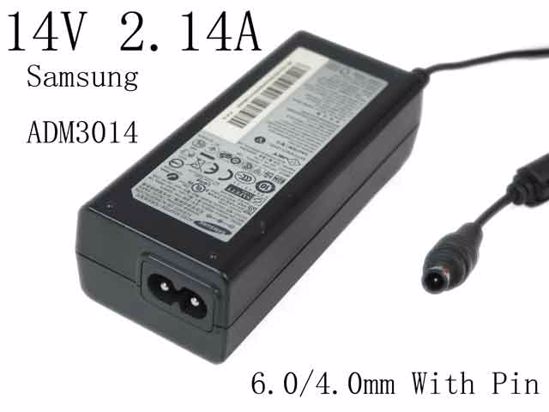 Samsung ADM3014 AC Adapter 13V-19V 14V 2.14A, Barrel 6.0/4.0mm With Pin, 2-Prong