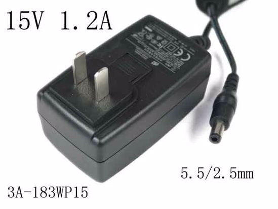 ACP OEM Power AC Adapter 13V-19V 3A-183WP15, 15V 1.2A, Barrel 5.5/2.5mm, US 2-Pin P