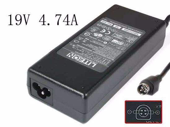 LITE-ON PA-1900-05 AC Adapter- Laptop 19V 4.74A, 4P P3 4=V