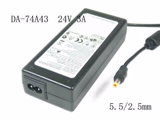 APD / Asian Power Devices DA-74A43 AC Adapter- Laptop 24V 3A, Barrel 5.5/2.5mm, 2-Prong