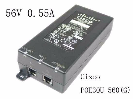 Cisco POE30U-560(G) AC Adapter 20V Above 56V 0.55A 2xRJ45, C14