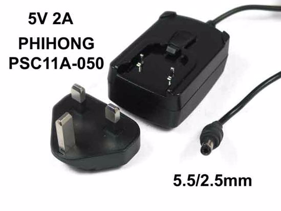 PHIHONG PSC11A-050 AC Adapter NEW Original 5V 2A, Barrel 5.5/2.5mm, UK Pluge, New