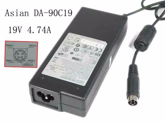 APD / Asian Power Devices DA-90C19 AC Adapter- Laptop 19V 4.74A, 4P P1 4=V