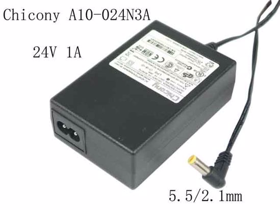 Chicony A10-024N3A AC Adapter 20V Above 24V 1A, 5.5/2.1mm, 2-Prong