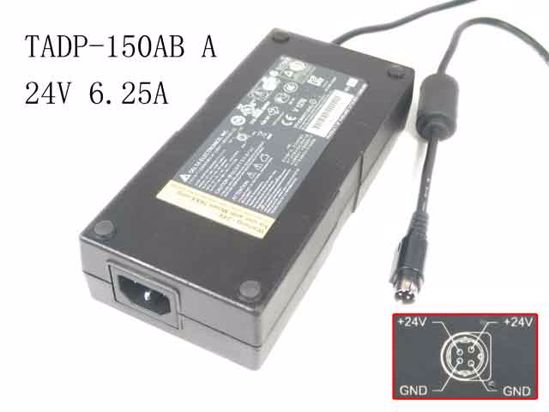 Delta Electronics TADP-150AB A AC Adapter 20V Above 24V 6.25A, 4P P3 4=V