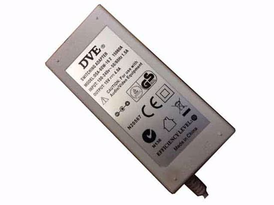 DVE DSA-60W-16 AC Adapter- Laptop 15V 4A, 5.5/2.1mm, 3-Prong