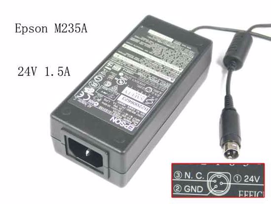 Epson M235A AC Adapter 20V Above 24V 1.5A, 3P P1=V