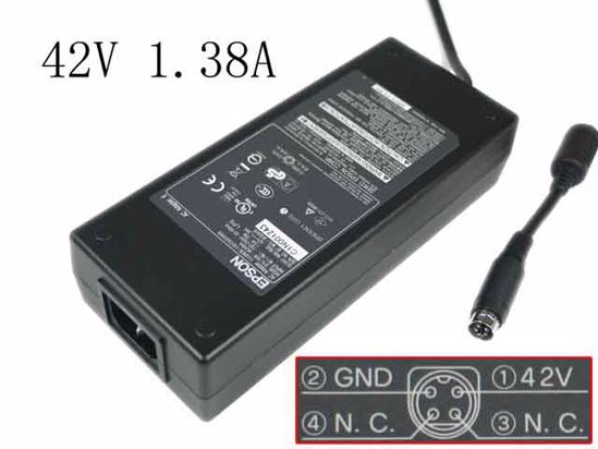 Epson M248A AC Adapter 20V Above 42V 1.38A, 4P P1=V