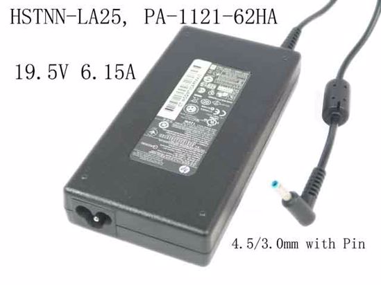 HP Common Item (HP) AC Adapter- Laptop 19.5V 6.15A, 4.5/3.0mm W/Pin, 3-Prong