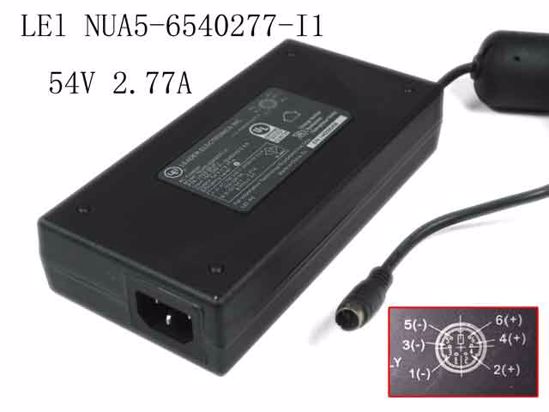 LEI / Leader NUA5-6540277-I1 AC Adapter 20V Above 54V 2.77A, 6P P1 2 3=V