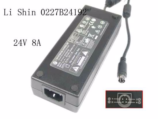 Li Shin 0227B24192 AC Adapter 20V Above 24V 8A, 4P P3 4=V