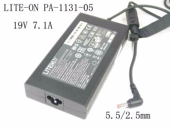 LITE-ON PA-1131-05 AC Adapter- Laptop 19V 7.1A, 5.5/2.5mm, 3-Prong