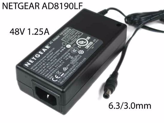 NETGEAR AD8190LF AC Adapter 20V Above 48V 1.25A, 6.3/3.0mm, C14