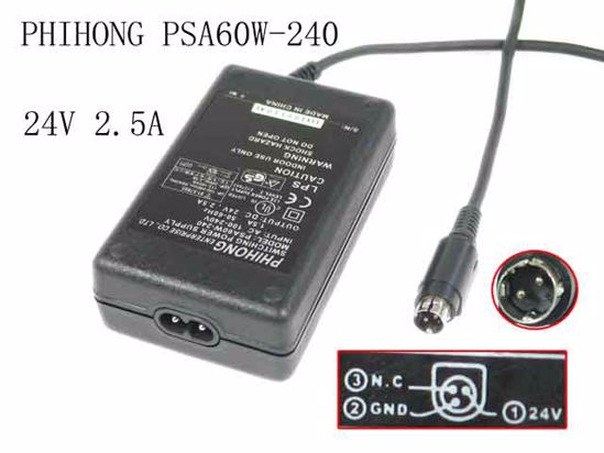 PHIHONG PSA60W-240 AC Adapter 20V Above 24V 2.5A, 3P P1=V