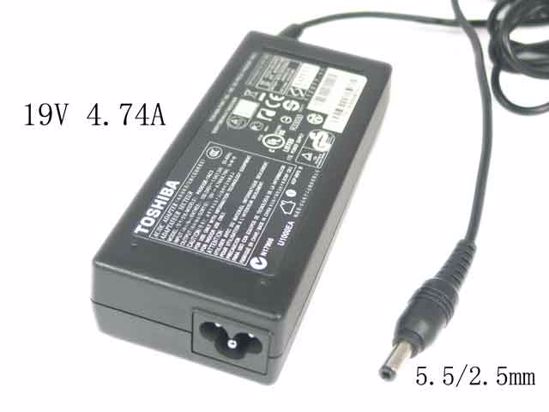 Toshiba Common Item (Toshiba) AC Adapter- Laptop 19V 4.74A, 5.5/2.5mm, 3-Prong