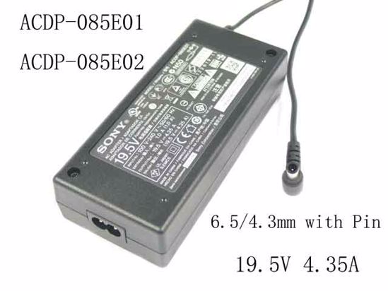 Sony Common Item (Sony) AC Adapter- Laptop 19.5V 4.35A, 6.5/4.3mm W/Pin, 2-Prong, Z90