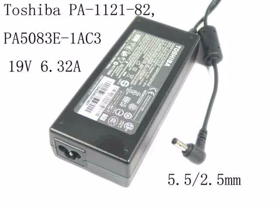 Toshiba Common Item (Toshiba) AC Adapter- Laptop 19V 6.32A, 5.5/2.5mm, 3-Prong, Z104