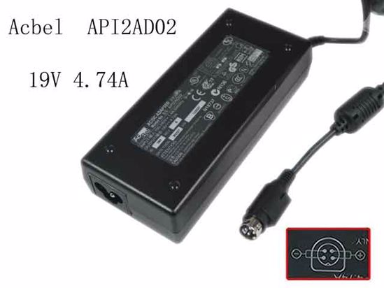 Acbel Polytech API2AD02 AC Adapter- Laptop 19V 4.74A, 4-Pin P3 4=V